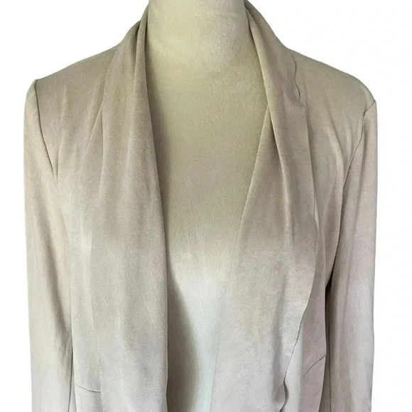Bagatelle Faux Suede Open Front Cardigan Asymmetrical Soft Beige Sweater Women L - Picture 5 of 7